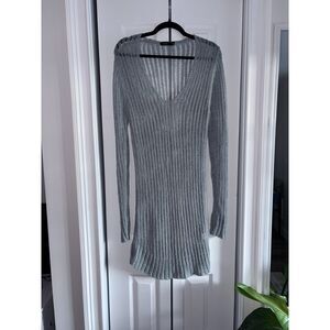 LILBLEU Y2K Vintage Gray Open Knit Swim Cover Up Dress Size Large